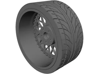 BBS RS Replica 3 Piece Wheel and Tire 3D Model