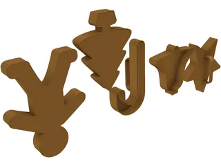 Xmas Cookie Cutters 3D Model