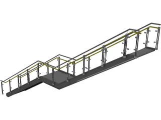 Stair with Glass Rail 3D Model