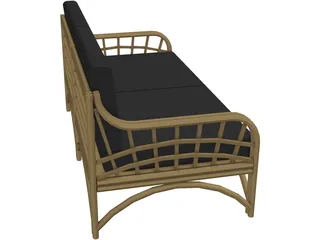 Sofa Bambu and Rattan 3D Model