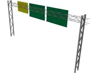 Highway Truss with Signs 3D Model