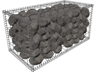 Natural Large Stone-Filled Metal Gabions 3D Model