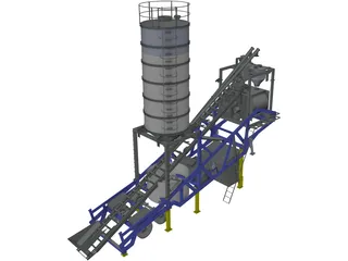 Mobile Concrete Batching Plant Mixer 3D Model