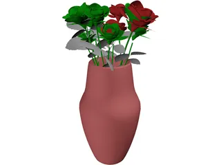 Roses in Vase 3D Model