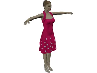 Summergirl in Strawberry Dress 3D Model