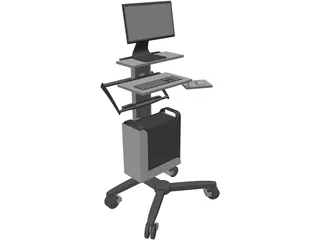 Mobile Computer Cart 3D Model