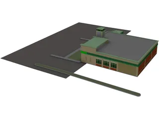 TD Bank Building with Drive Thru 3D Model