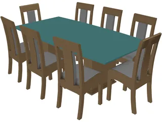 Dining Table and Chairs 3D Model