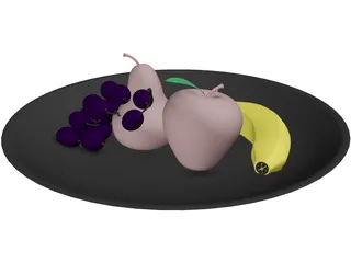 Fruits On Plate 3D Model