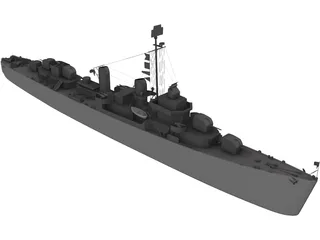 USS Kidd Destroyer 3D Model