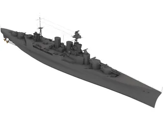 Hood Battlecruiser 3D Model