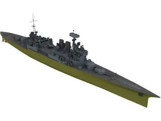Hood Battlecruiser Refit 3D Model