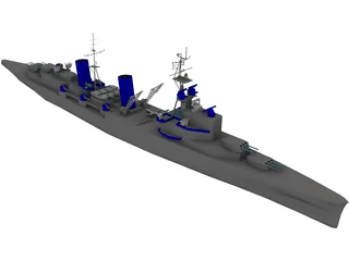 Belfast Light Cruiser 3D Model