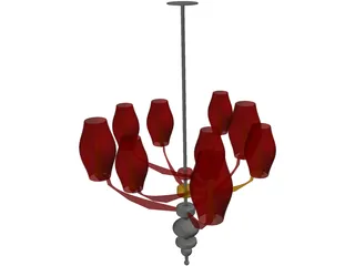 Modern Asian Chandelier 3D Model