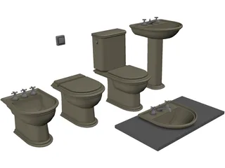 Bathroom Furniture Set 3D Model