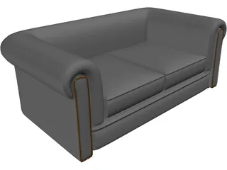 Couch Chesterfield Leather 3D Model