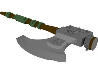 Medieval Battle Axe Handle 3D Model