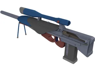 Sniper Rifle Shooting with Bullets 3D Model