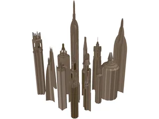 Futuristic Skyscraper Collection 3D Model