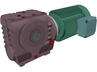 Worm Gear Motor Large 3D Model