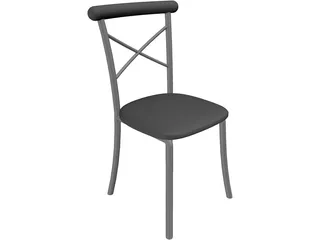 Metal Kitchen Chair with Padded Back 3D Model