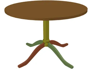 Wooden Round End Table 3D Model