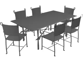 Table with Chairs 3D Model