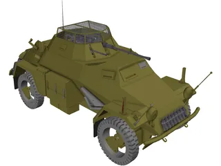 SdKfz222 Panzer Wagon - WWII German Armoured Car 3D Model