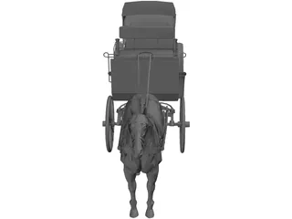 Old Style Horse Carriage 3D Model