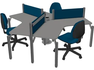 Office Table Set 3D Model
