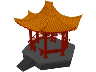 China Garden House 3D Model