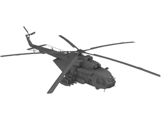MI-8 Hip Transport Helicopter with Rocket Pods 3D Model