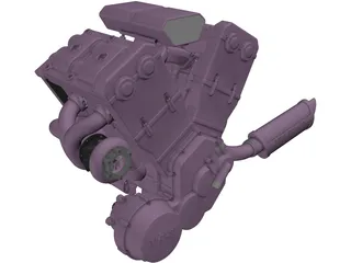 V4 Twin Turbo Engine 3D Model