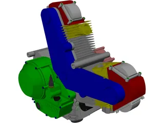 Ducati 900cc Air Cooled Engine 3D Model