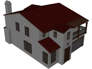 Spanish Style House 2 Story 3D Model