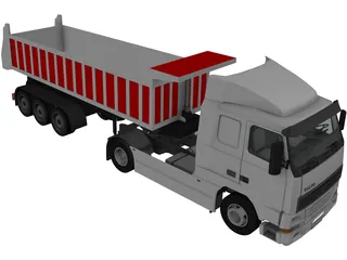 Volvo FH16 Semitrailer Dumper 5 Axle 3D Model