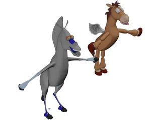 Animated Cartoon Horse 3D Model