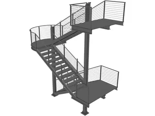 Fire Escape Stair 3D Model