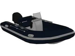 Inflatable Boat with Outboard Motor 3D Model