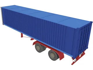 Renault Magnum Container Trailer 3D Model