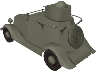 BA-20 Russian Armoured Car 3D Model