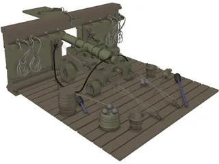 British Naval Cannon (12 lb) 3D Model