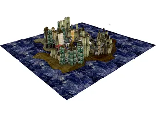 City Part at Midnight 3D Model