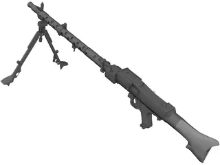 German Machinegun MG34 WWII 3D Model