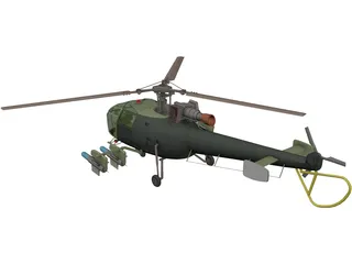 Aeroespatiale Alouette III with Interior 3D Model