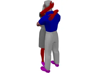 Adults Hugging 3D Model