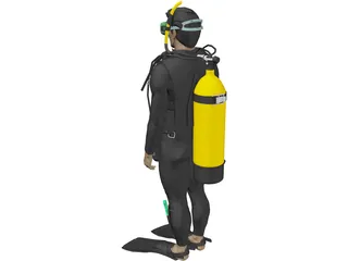 Scuba Diver Male 3D Model