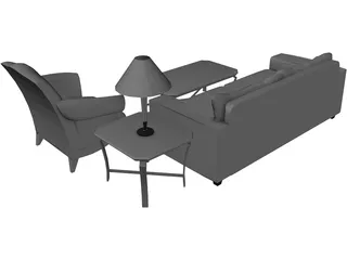 Classic Living Room Set 3D Model