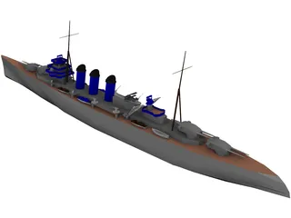 County Class Heavy Cruiser 3D Model