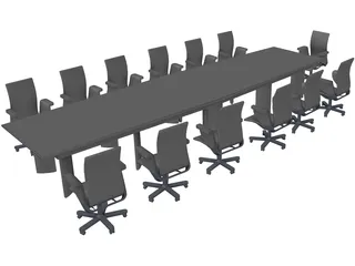 Table with Chairs 3D Model